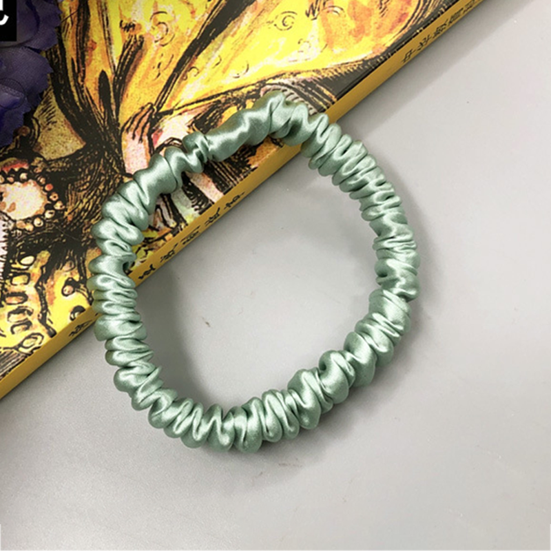 Silk Women's Hair Scrunchie Hairband 1cm wide Elastic Band Ponytail Holder Hair Accessories: Champagne