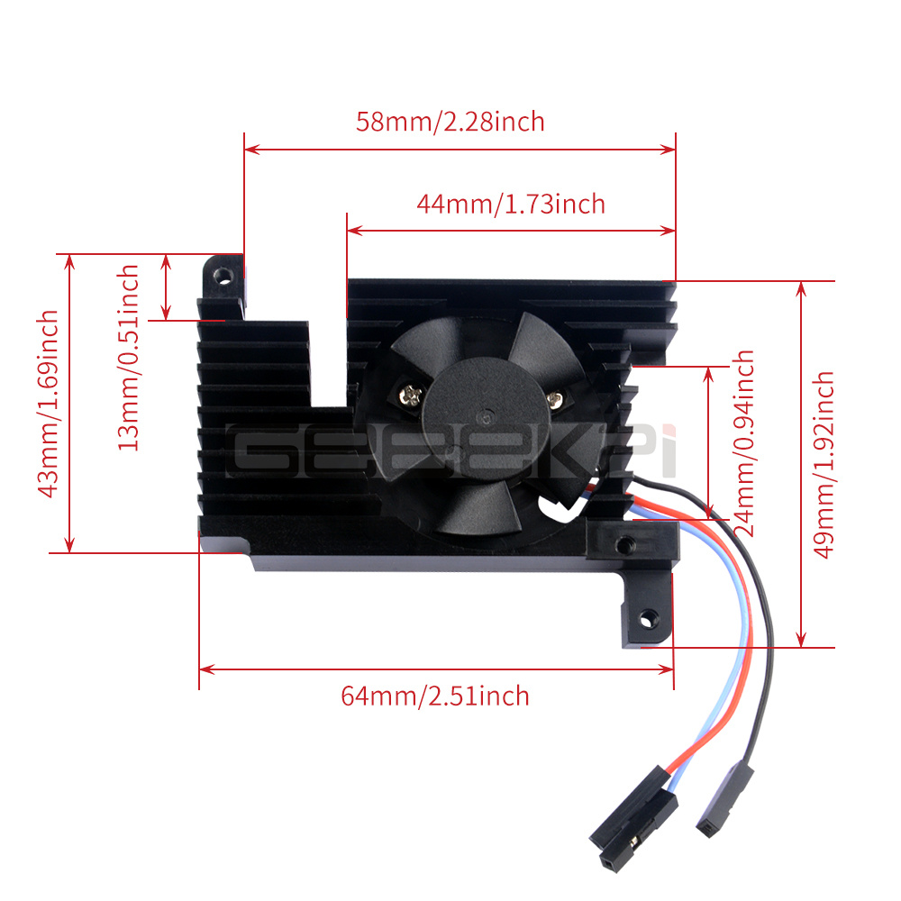 Raspberry Pi 4B – Kit de dissipateur thermique CNC à vitesse réglable, ventilateur de refroidissement extrême avec arrêt automatique, coussin thermique 3510