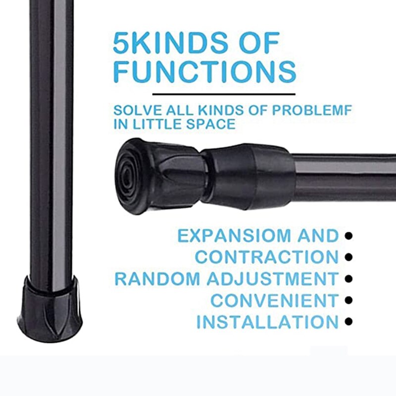 3PCS Tension Rod Black Spring Curtain Rods 27.5 to 47 Inch Expandable Curtain Rod Spring Loaded Tensions Rod