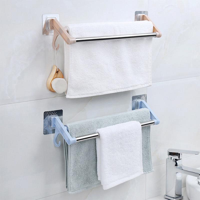 Handdoekenrek 37Cm Handdoek Rail Rack Holder Wandmontage Badkamer Plank Roestvrij Ssteel Dubbele Plank Badkamer Handdoekenrek Bars