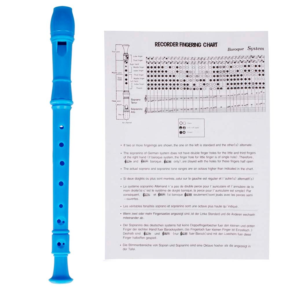 ABS Descant Recorder Fluit Beginner Niet giftig Kinderen Muziek Wind Instrumenten (Blauw & Roze)