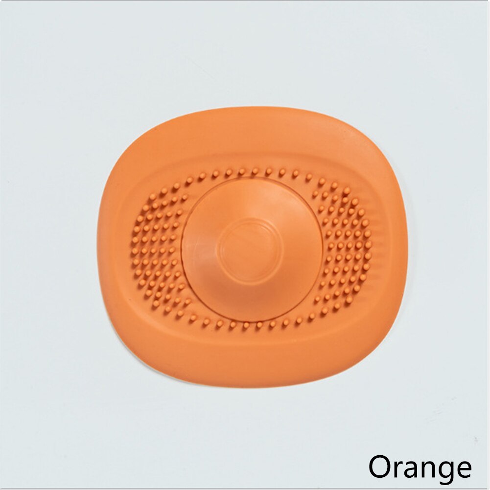 Siliconen Douche Afvoer Gootsteen Filter Haar Catcher Stopper Badkamer Afvoerputje Cover Universele Anti-Verstopping Gootsteenzeefje: Oranje