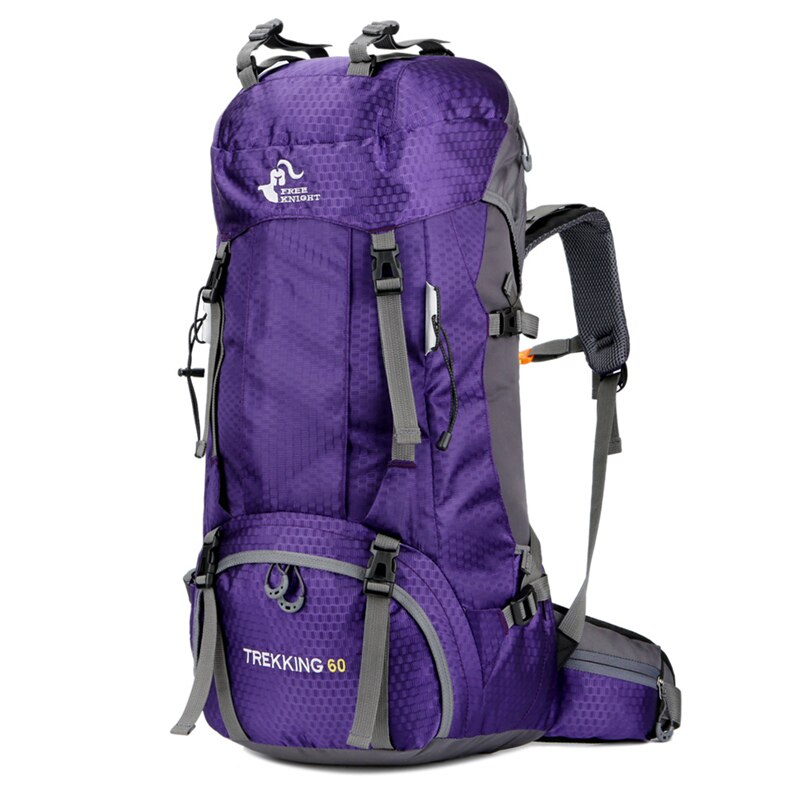 Freie Ritter 60L Camping Wandern Rucksäcke Ich bin Freien Tourist Bergsteigen Tasche Sport Tasche Mit Regen Abdeckung Große Kapazität Rucksack: Purpurrot