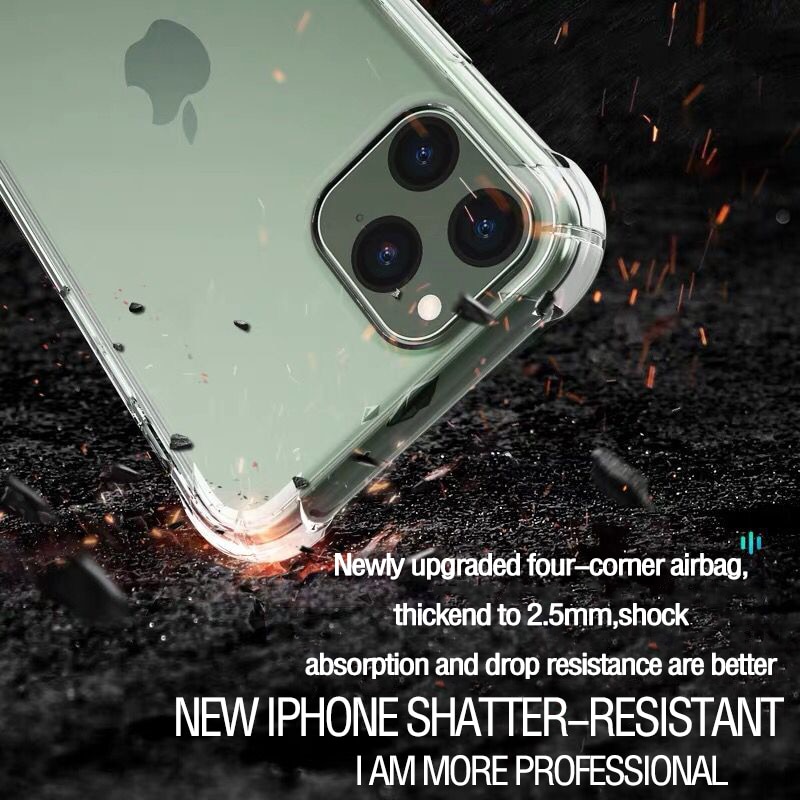 Étui en Silicone souple antichoc Transparent pour iPhone 12 11 Pro Max X XR XS 8 7 6 6S Plus SE étui 360 housse de protection en Silicone