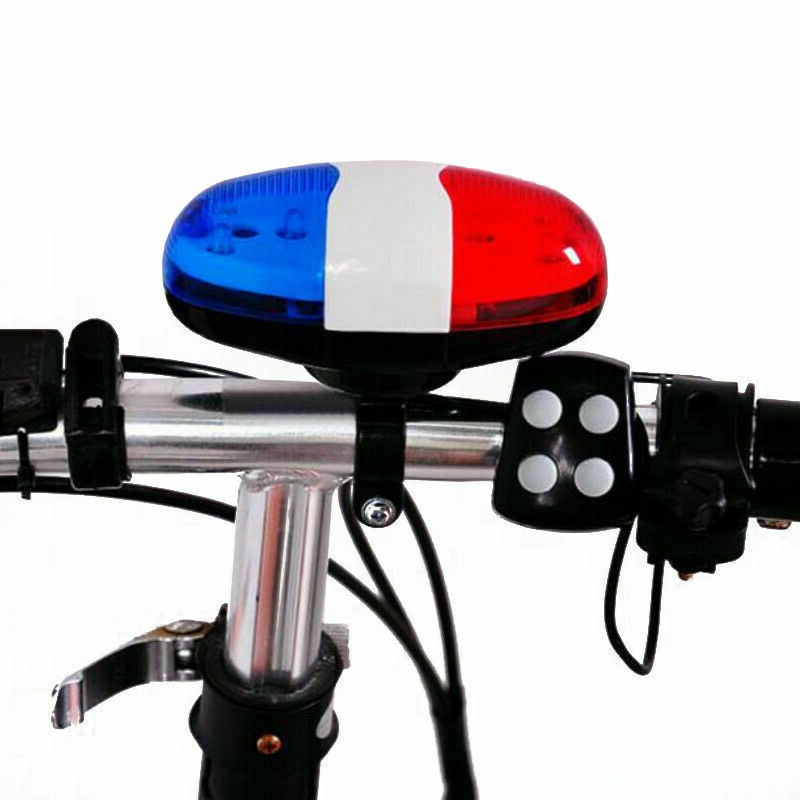 Fietsbel Politie Auto Licht Elektronische Hoorn Sirene Voor Kinderen Bike Bell Zaklamp Koplamp 6 Led Trompet Voor Fiets fiets