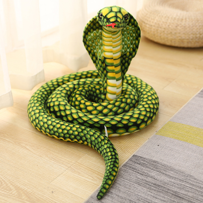 Peluche de Cobra colorido simulado de 80/170/240cm, animales de peluche, serpientes, muñecos de peluche, broma divertida, juguetes suaves para decoración del hogar: YELLOW / 100cm-150cm