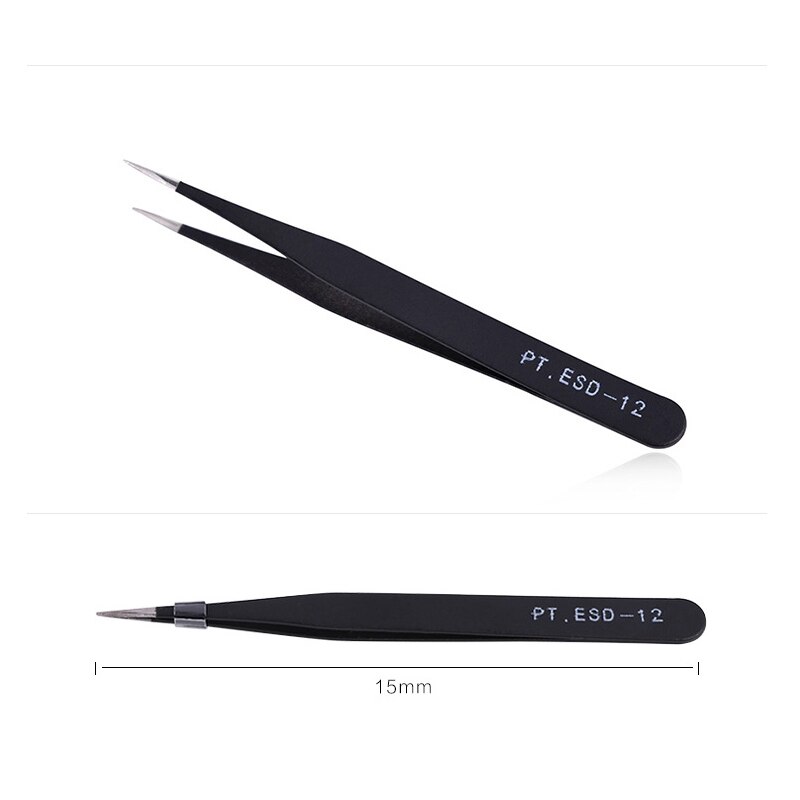 Rvs Tangen Pincet Voor Nail Sticker Rhinestone Picking Gereedschap Gebogen en Rechte Hoofd Pincet NBH