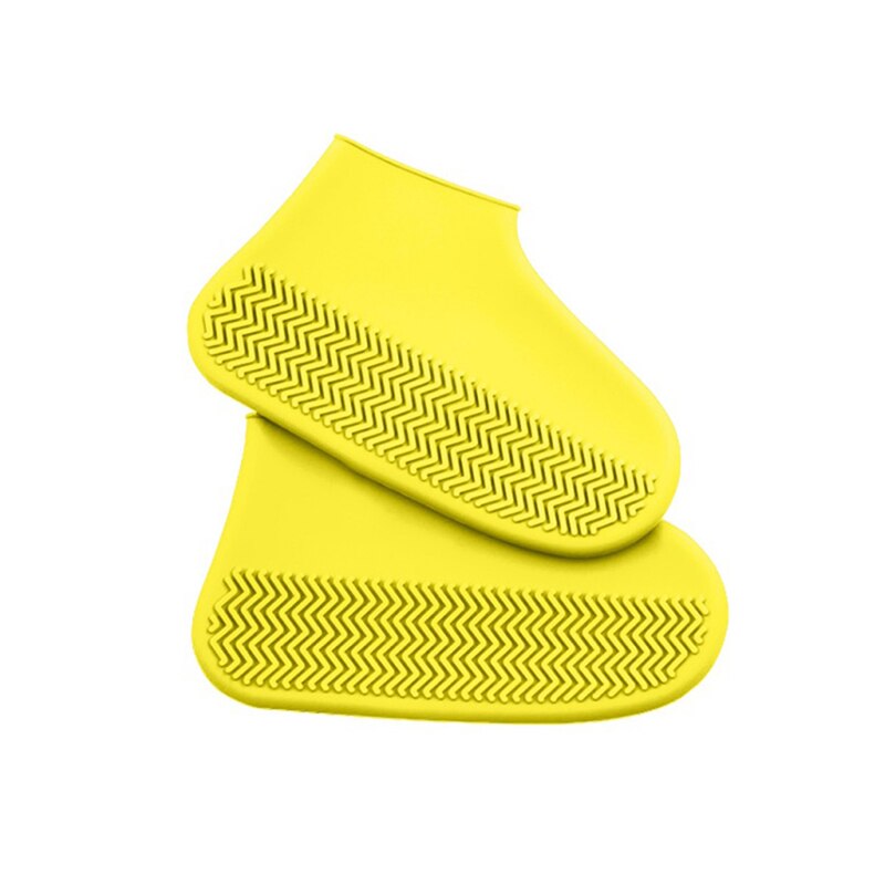 Couvre-chaussures imperméables réutilisables, matériau en Silicone, résistant à l'usure, protège-chaussures, bottes de pluie pour enfants et adultes: YELLOW / L