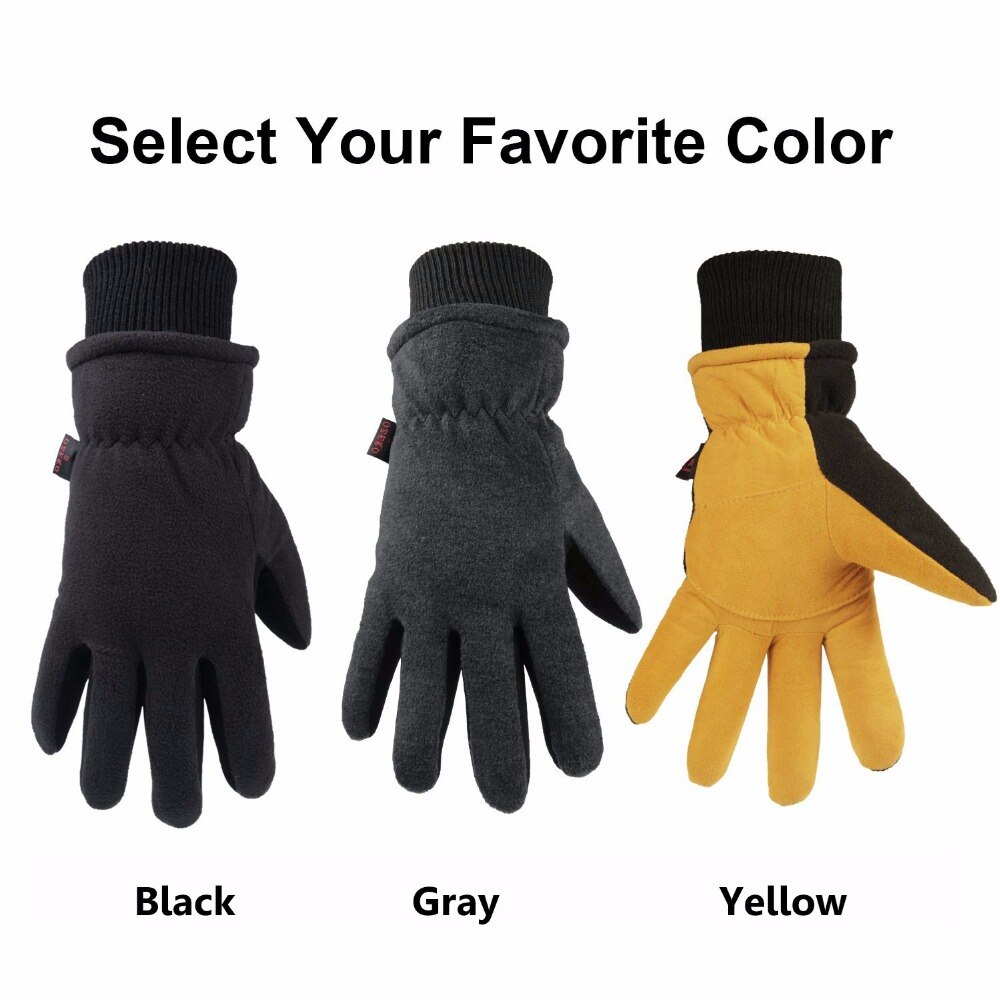 OZERO Deerskin leather Ski Skiing Gloves Winter Outdoor Sport Warm Windproof Warm Below Zero Cycling Gloves For Men Women 8008