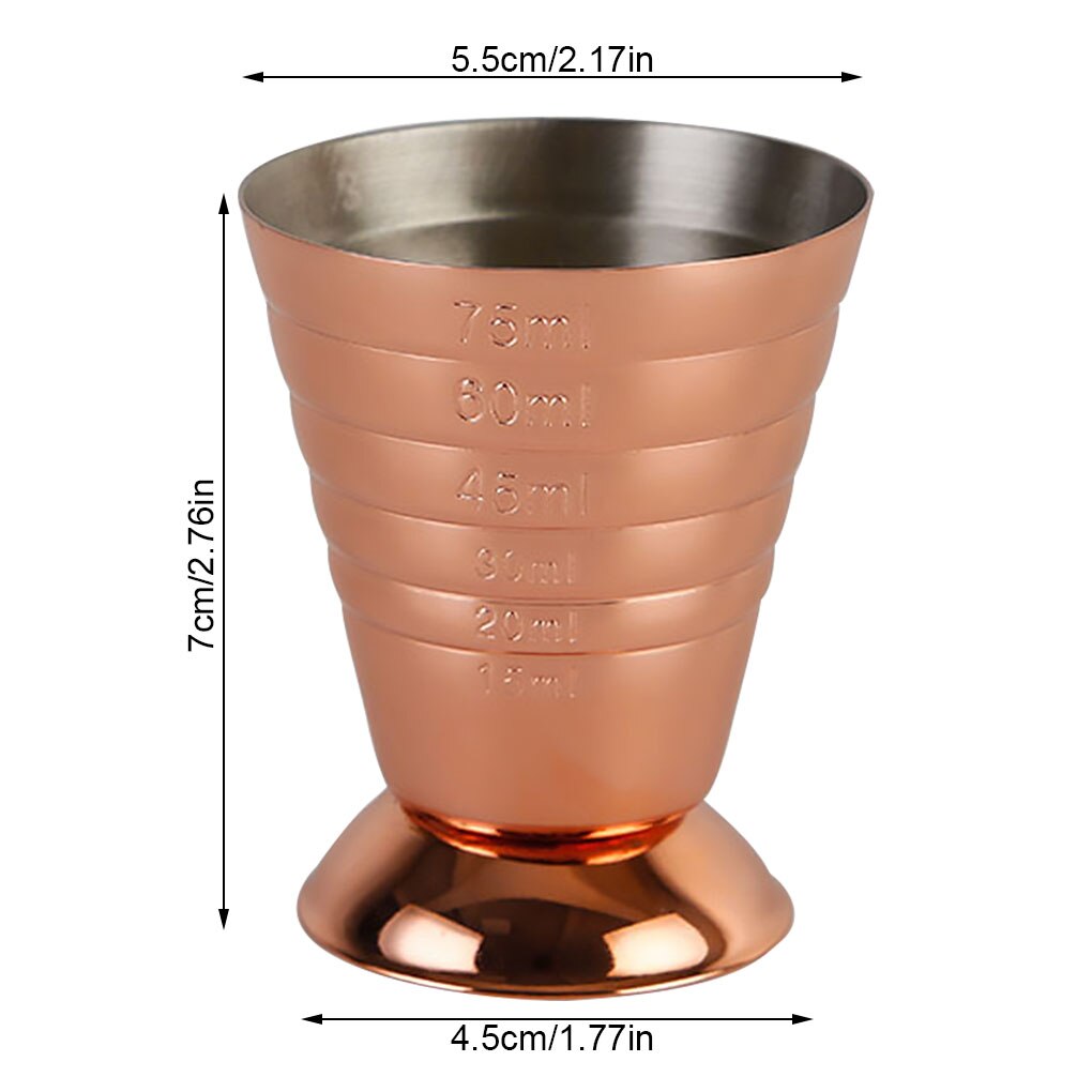 75ml Mistura Vinho Copo De Medição Copo De Medição Jigger Cocktail de Aço Inoxidável Três Escalas Acessório Bar Barra de Ferramentas Do Vinho de Mistura