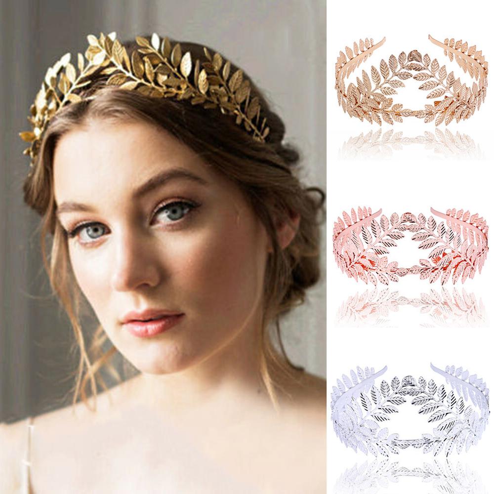 Frauen Blätter Haarbänder Göttin Hochzeit Kopfschmuck Braut Blatt Haar Zubehör Kronen Gold Tiaras Stirn Kopf Schmuck FD