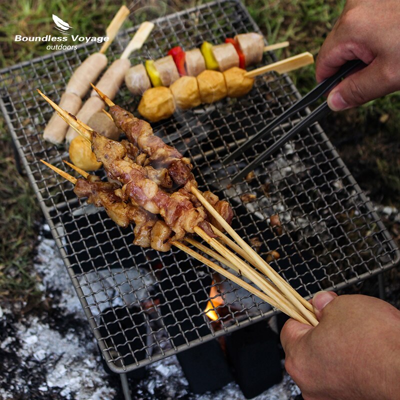 Gränslös resa utomhus camping picknick titan träkol bbq grillnät med vikbara ben