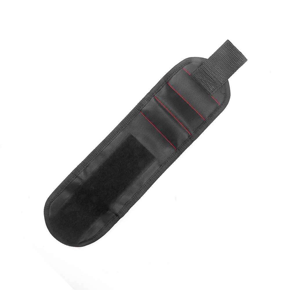 Muñequera magnética portátil, bolsa de herramientas con 3 imanes para electricista, soporte para herramientas de muñeca, tornillos, brocas, pulsera para herramienta de reparación: Black