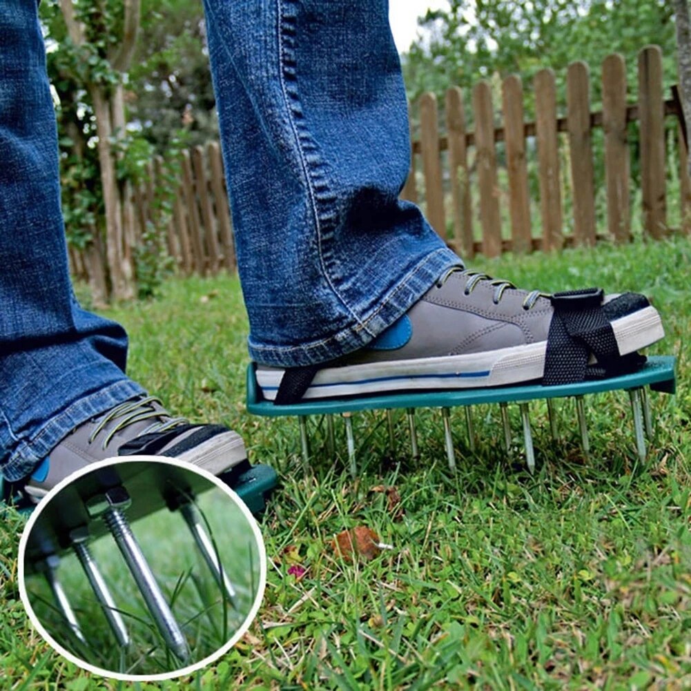 Aireador de césped revitalizante para jardinería, sandalias, zapatos de uñas, escarificador, cultivador de uñas, herramienta de jardín, 1 par