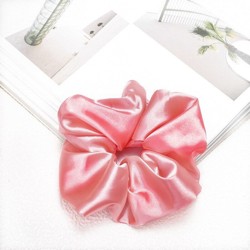 fast silke sateng hår scrunchie pakke kvinner jenter elastiske hårbånd tilbehør gumki gjøre wlosow