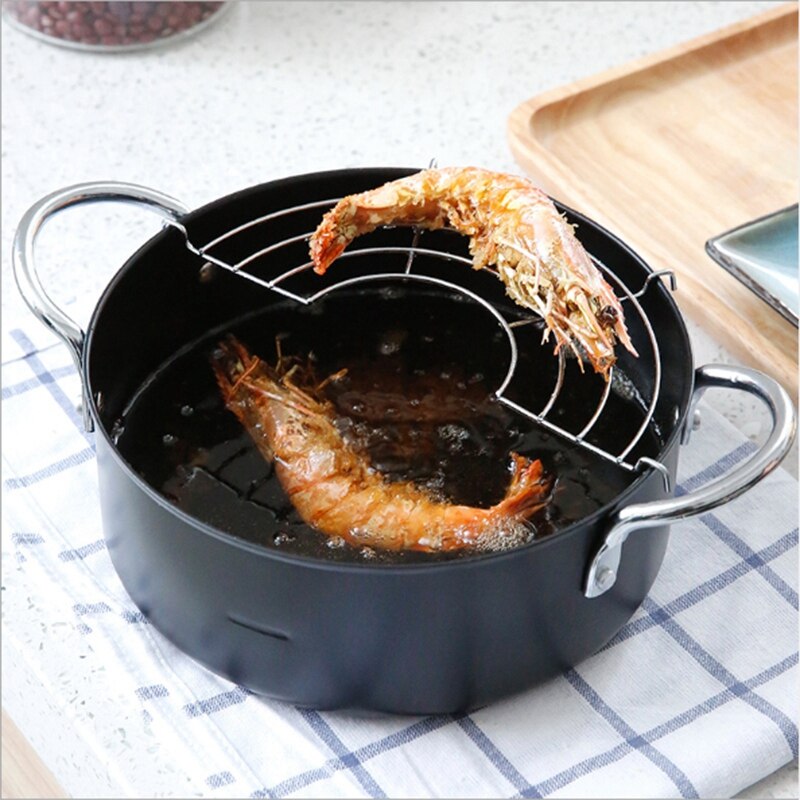 Tempura Frying Pot Japanese Style Deep Fryer Convenient Frying Pots with Oil Filter Rack Multi-Function Fryer Non-Stick Pot Kitc