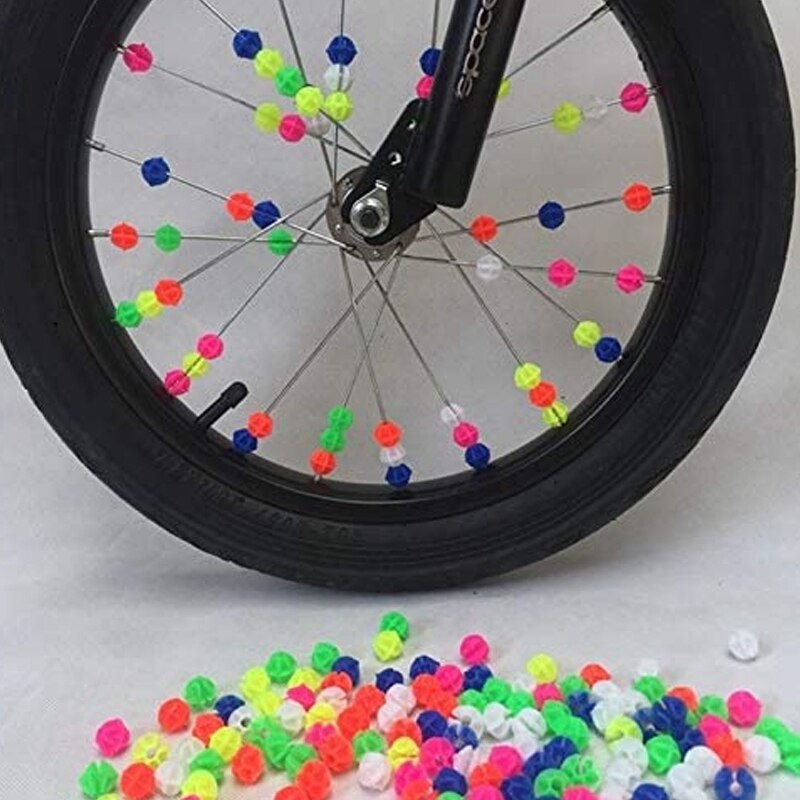 108Pcs Fiets Ronde Decoratieve Gekleurde Kralen Spaken Decoraties Plastic Cilp Spoke Kralen