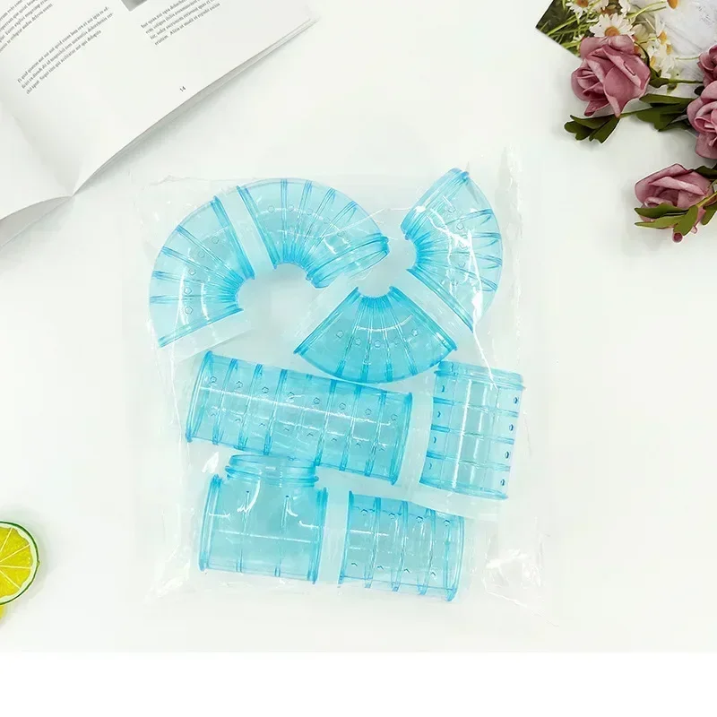 Juguete de túnel de hámster de plástico, canal de entrenamiento rodante, tubo de laberinto de empalme DIY duradero, tubería externa para accesorios de animales pequeños: SCARLET