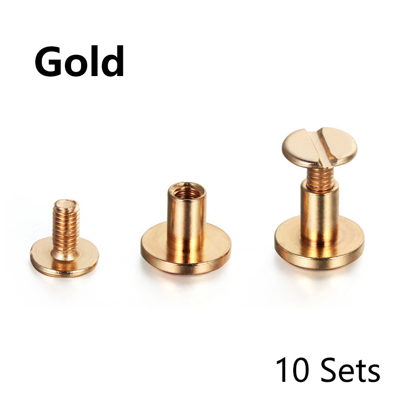 10 sarjaa kiinteä ruuvi naula niitti kaksinkertainen litteä päävyö/hihna niitit matkatavarat nahka metalli askartelu kupari 5mm/6.5mm/8mm vaate niitti: Kulta- / 8mm