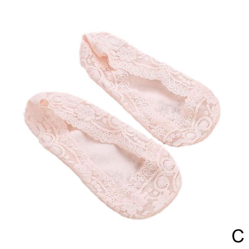 Lace Boat Socks Invisible Socks Women's Cotton Summer Low Shallow Cotton Slippers Socks Thin Non-slip Antiskid Silicone Cut X9S2: C