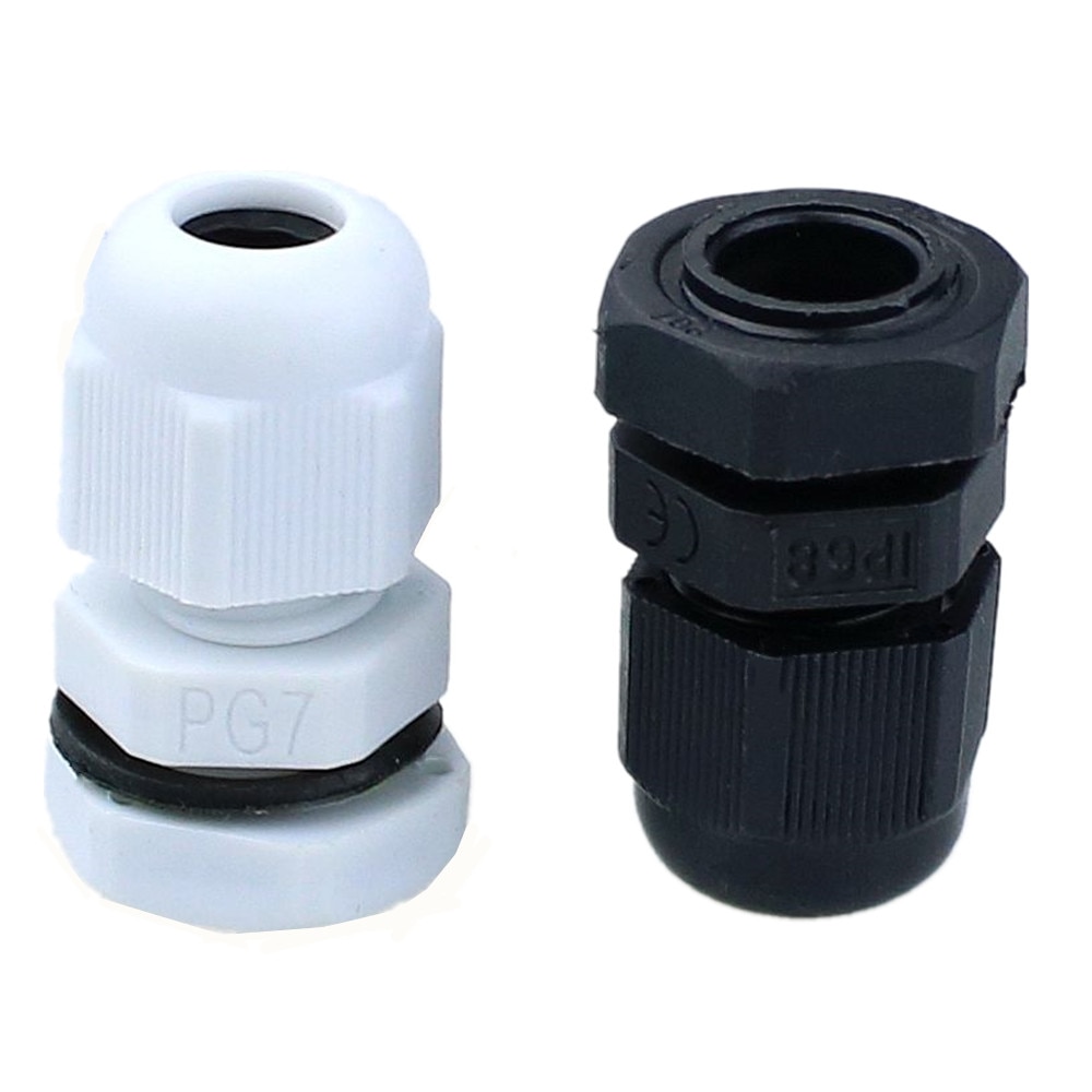 10Pcs PG7 Wartel Connector Waterdichte Nylon Plastic Voor 3-6.5Mm Kabel Ce Met Rubber ring