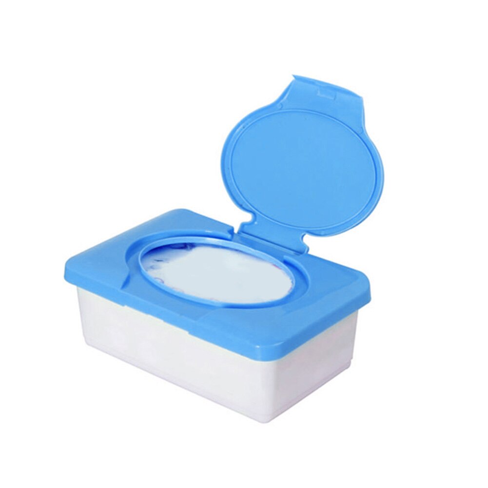 Boîte de lingettes, boîte de rangement pour lingettes humides, boîtier plastique automatique avec Pop-up, boîte pour organiser les lingettes pour bébés 19,5x12x7,5 cm: Bleu
