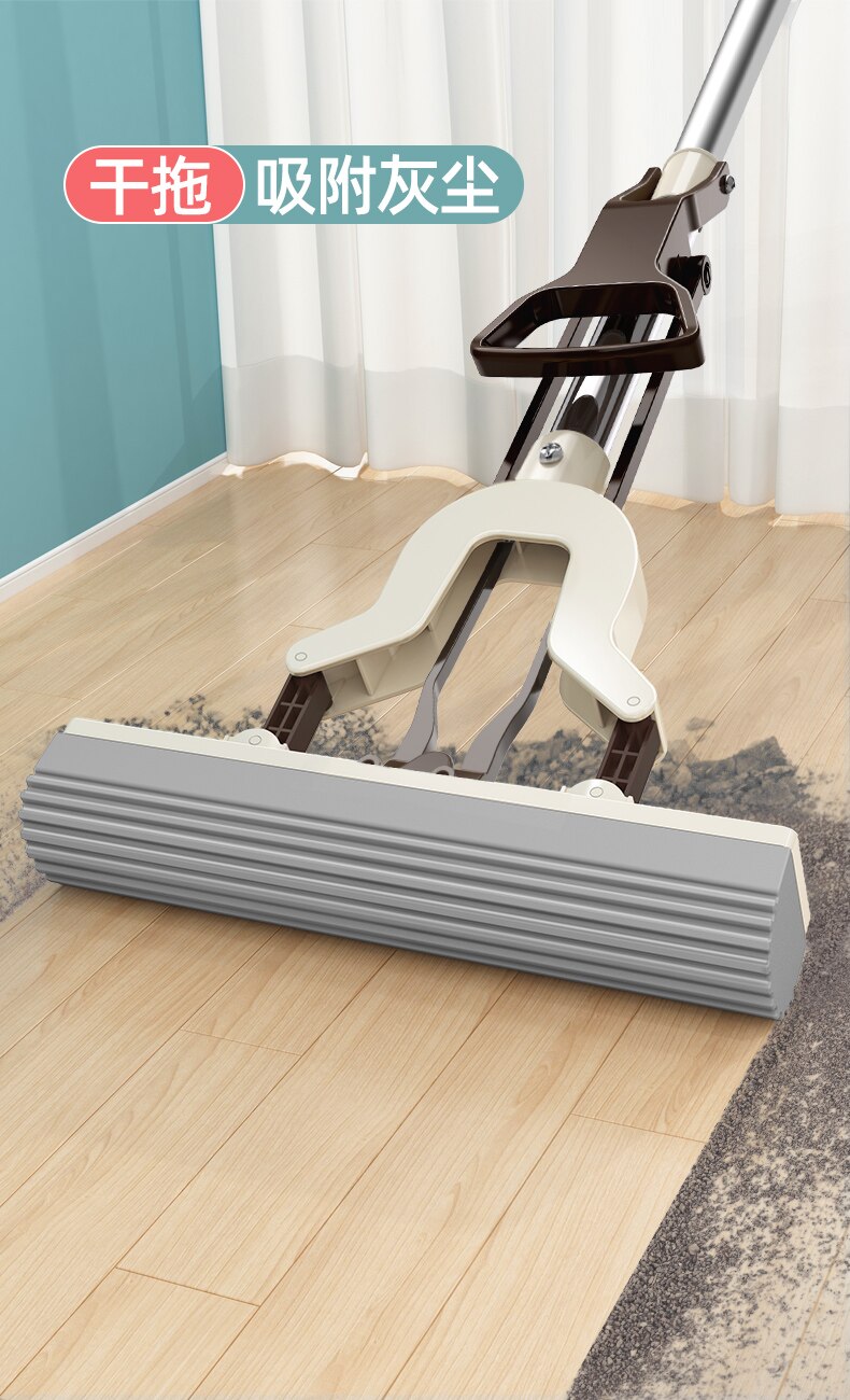 Pva Spons Mop Vouwen Type Huishouden Vloer Schoonmaken Tool Lijm Katoen Mop Telescopische Rvs Staaf Handsfree Wassen mop