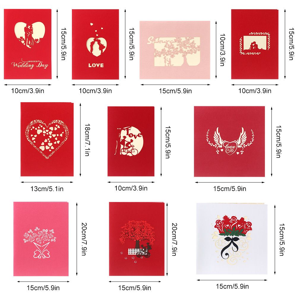1Pcs 3D Pop Up Liefde Wenskaarten Met Envelop Voor Valentijnsdag Anniversary Wedding Uitnodiging Dank U Kaarten mode