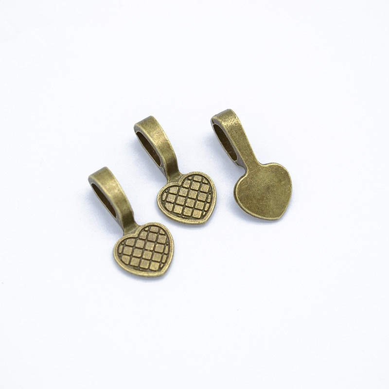 20 piezas de aleación de plata antigua de 19x9mm, almohadilla plana con pegamento en forma de corazón, baldosas colgantes, accesorios de joyería para cabujón