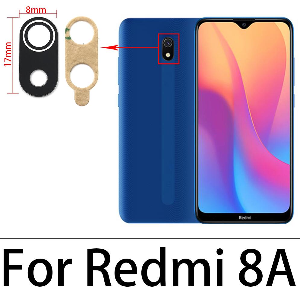 2 uds, nueva lente de cristal de cámara trasera probada con pegatina para Xiaomi Redmi 12C 9T 9C 9A 6 6A 7 7A 8 8A 9 Note 10 Pro 10S: BLANCO