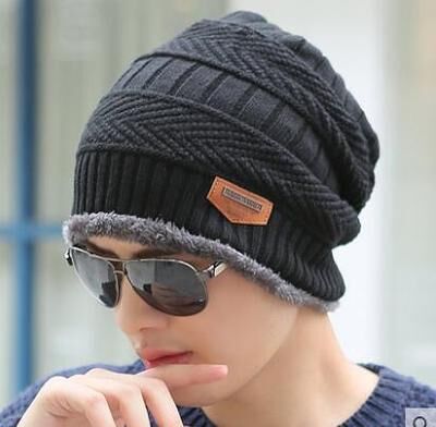 Casquette et écharpe de Ski en cuir | 2 pièces, chapeau et froid pour femmes et hommes, chapeau tricoté, Bonnet , Bonnet, bonnets: Hat black