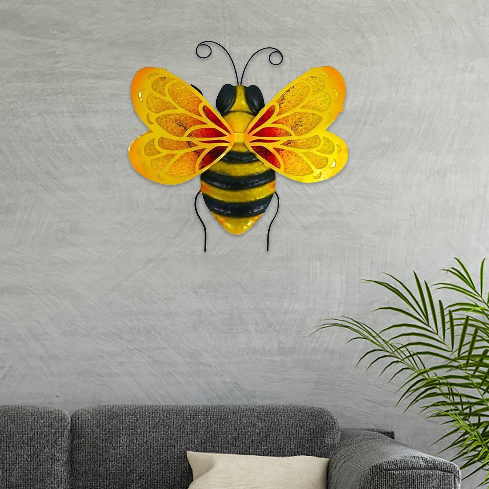 Metal Bumble Bee Wall Ornament 3d Sculpture Figurines Wall Home Hanging Garden Accents Yard Fence Bumblebee Art Decoration
