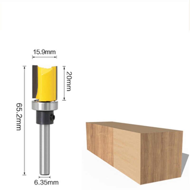 1pc 1/4 inch Shank Flush Trim Router Bit Pattern Bit Top Bottom Bearing 1/2" Blade Template Wood Milling Cutter: NO5