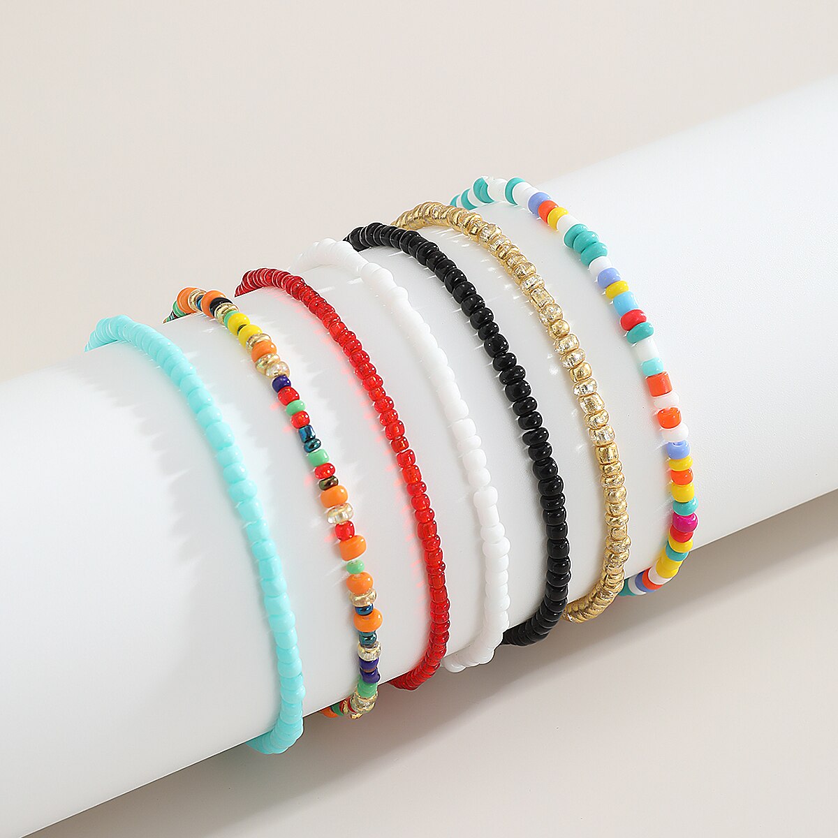 IngeSight.Z 7 – Bracelets en perles de rocaille arc-en-ciel pour femmes, bijoux bohème, chaîne de poignet en acrylique coloré, pièces/ensemble
