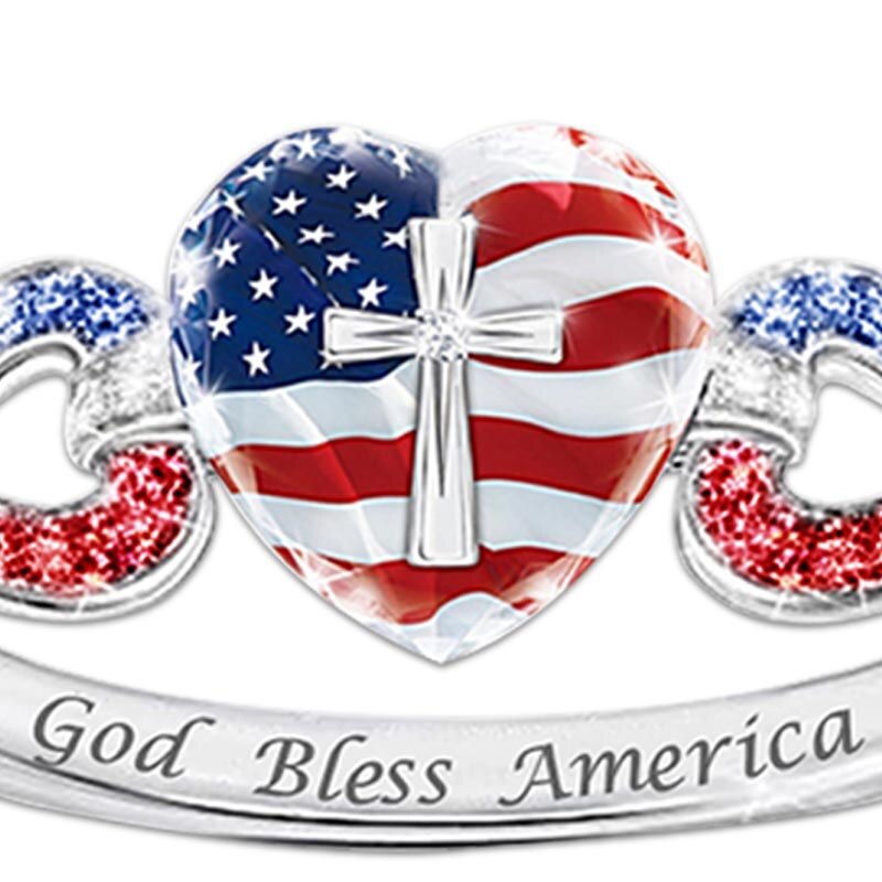 Amerika flagga korsring vintage damring smycken tillbehör minimalistiska coola grejer trendiga kvinnor accessoarer vintage ring