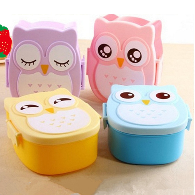Leuke Cartoon Uil Lunchbox Kids Baby Lunch Box Voedsel Container Opbergdoos Draagbare Bento Box Container Met Compartimenten Case