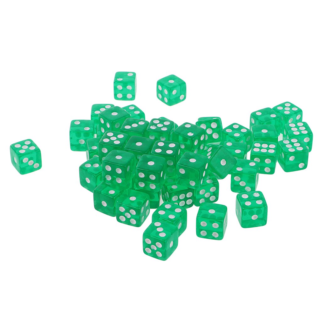 50PCS D6 Polyhedral Game Dice 12mm For RPG Dungeons And Dragons Games Green
