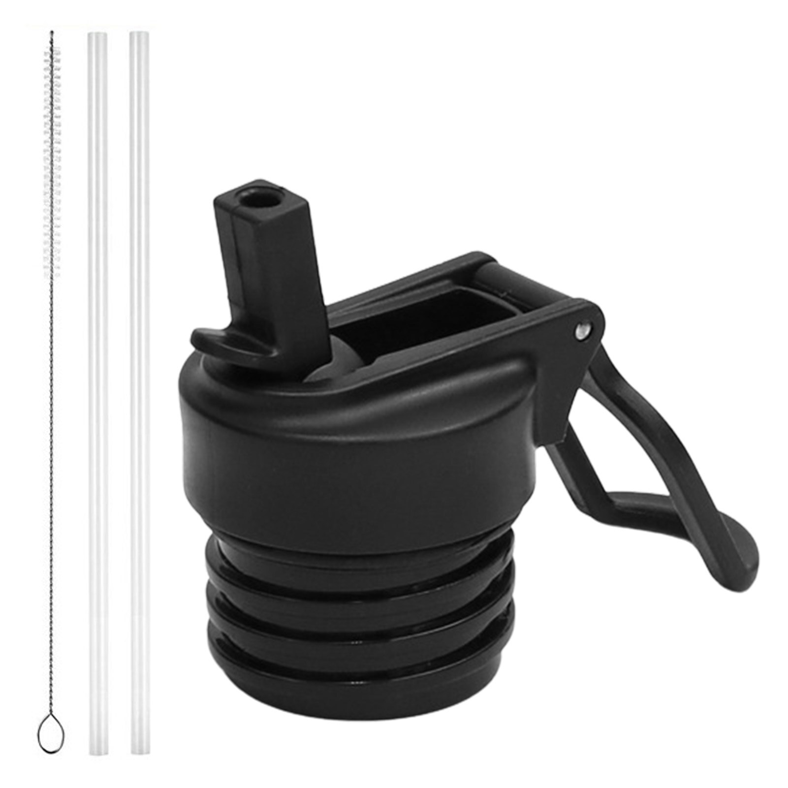 Couvercles de paille à large bouche pour hydroflacon, couvercle de bouteille d&#39;eau 12-64Oz, comprend 2 couvercles étanches, 4 pailles, 2 brosses à paille: A