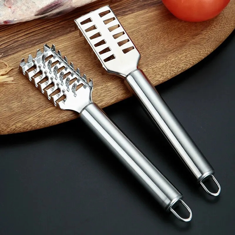 1pc stk. fiskeskjellkniv i rustfritt stål, skjellskrape, sagtannskraping, utbening, filetering, kutt, skrape, grave, gapkniv