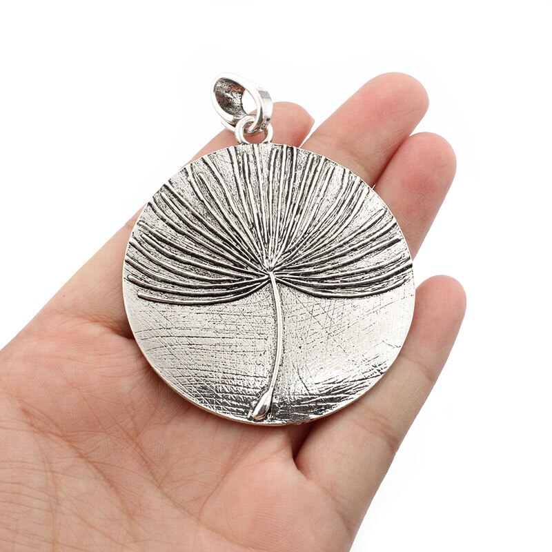 2pcs Carved Dandelion Pattern Large Round Pendant For Diy Necklace Jewelry Making Material