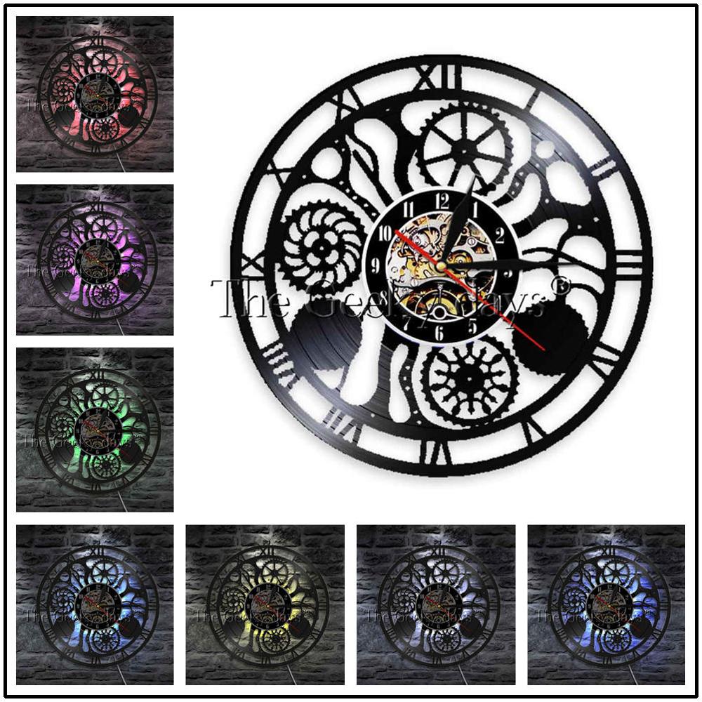 Ingranaggi Steampunk Orologio Da Parete Decorativo Orologio Da Parete Vintage ▾ vinile disco Orologio Da Parete Ciclista Ciclismo fan Ruote Dentate Regalo Fatto A Mano: bianca / 12 pollice con led