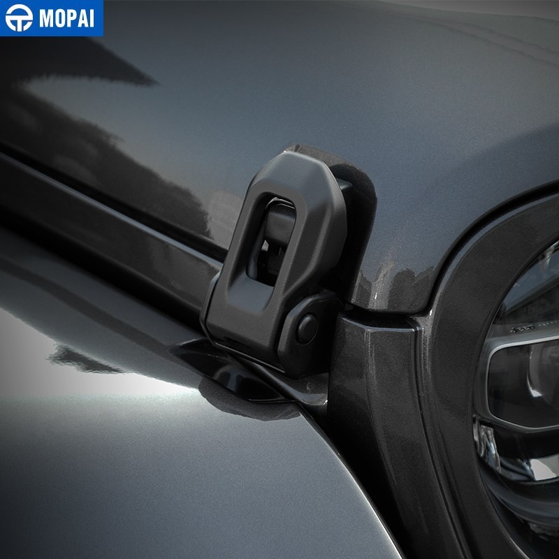 MOPAI Locks Hood for Jeep Gladiator JT + Car Engine Hood Latch Catch With Key Lock Accessories for Jeep Wrangler JL +