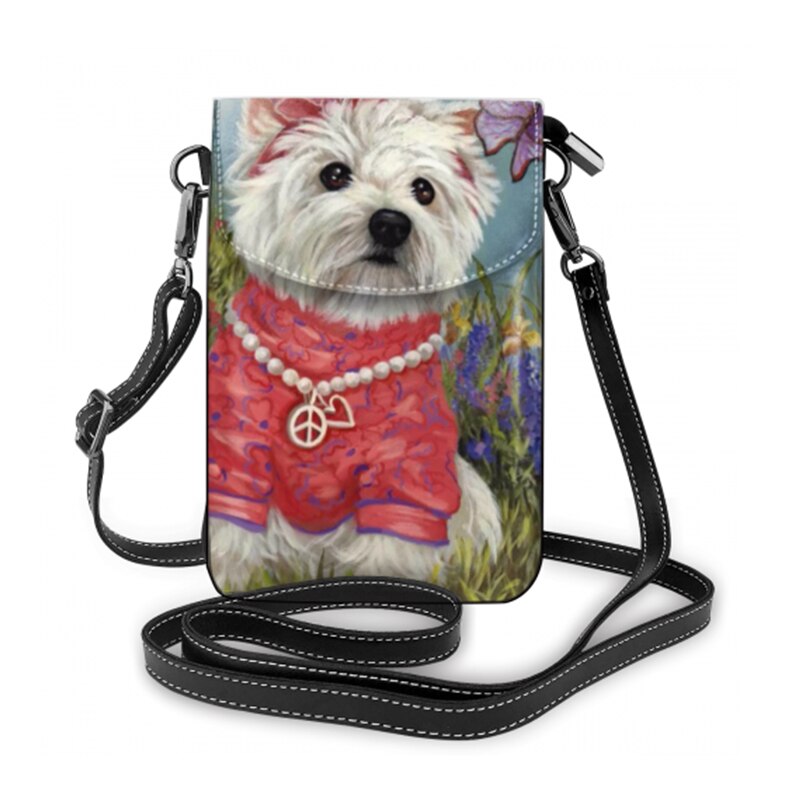 Noisydesigns skuldertasker læder dametaske street crossbody westie print teenage pung og håndtasker hasp bolso mujer: Brun