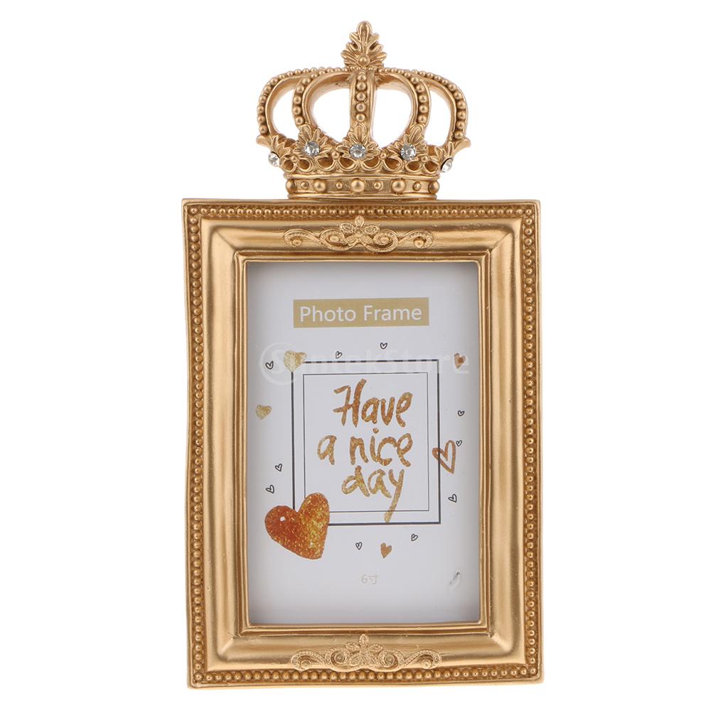 Europese Retro Stijl Gesneden Gouden Kroon Fotolijst Hars Ambachtelijke Xmas: 6 Inch