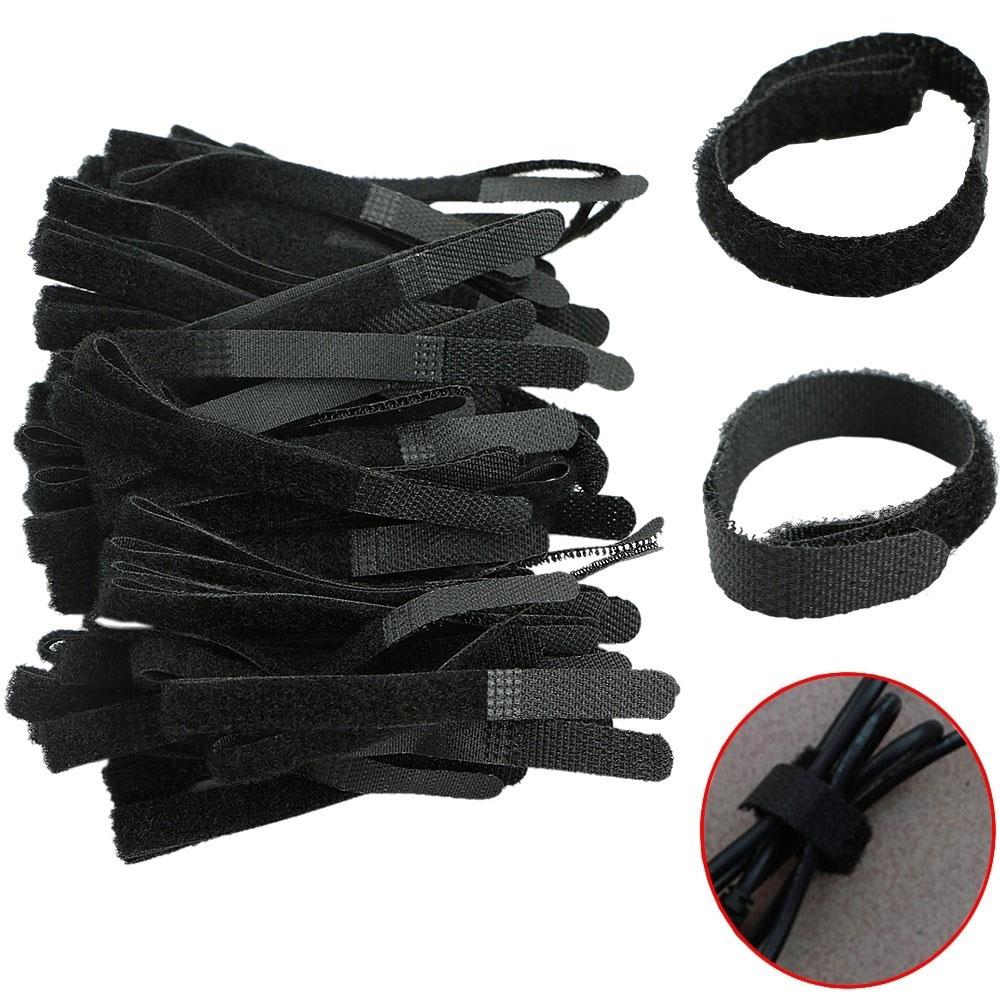 Random Color Eyelet Hole Cables Ties Hook Nylon Cable Hook Loop Sticky Straps Loop Cable Tie 100pcs Practical Wire Fastener