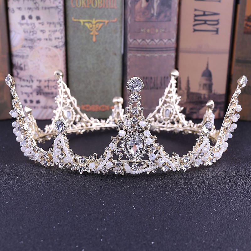 Jeweled Kronen SchöNe Kopfschmuck Hochzeit Krone Hochzeit Diademe Haar Zubehör für Prom Geburtstag Kostüm Party LL @ 17: Gold