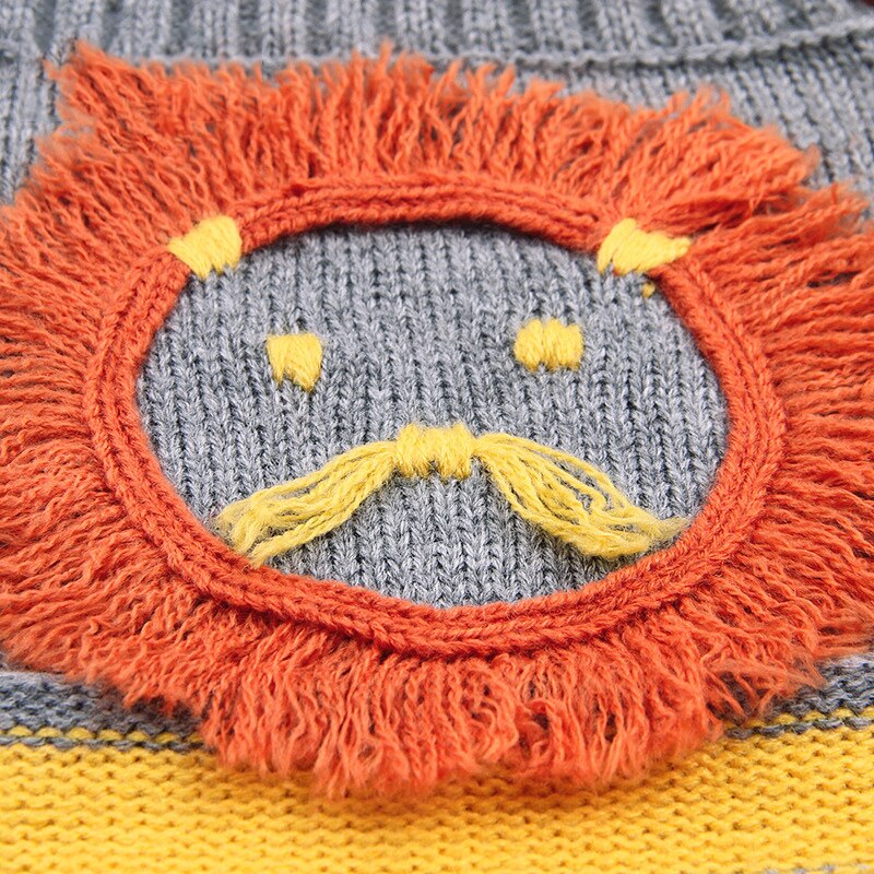 Baby Sweaters Kids Cartoon Knitted Cute Lion Pattern Pullover Boys Girls Clothes Toddler Infant Winter Autumn Clothing CL5164