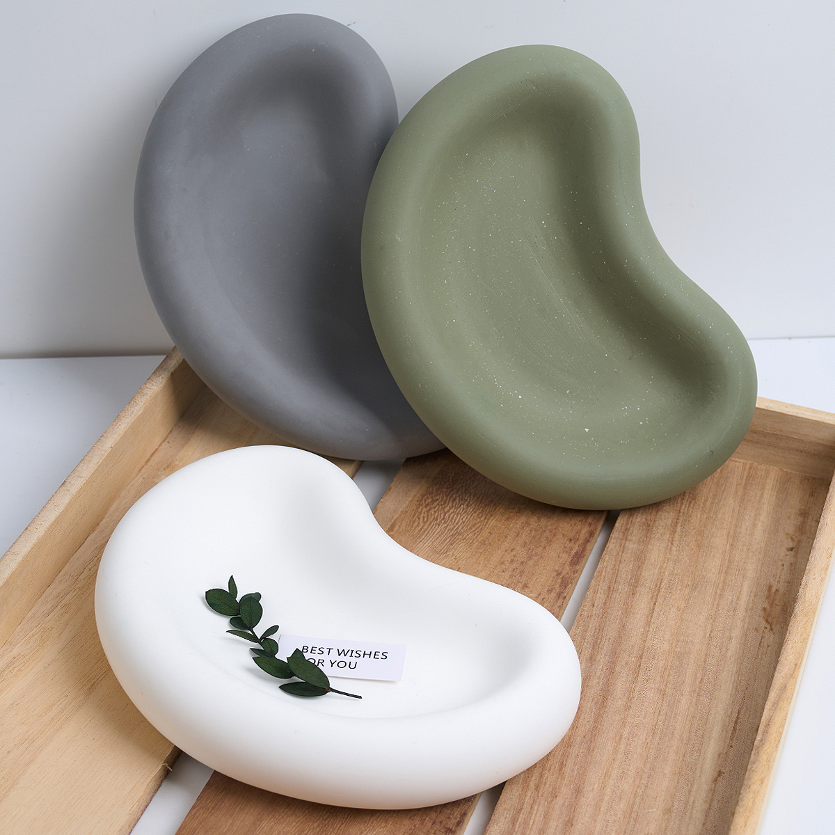 Bandeja de almacenamiento creativa con forma de guisante, molde de silicona artesanal, yeso hecho a mano, resina de hormigón, plato de exhibición de joyería, moldes artesanales para decoración del hogar