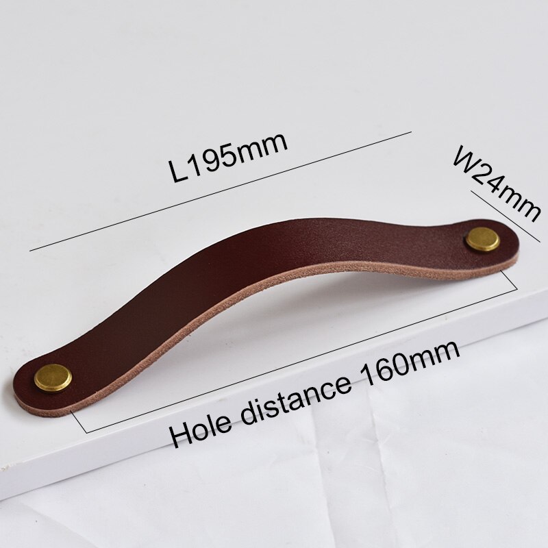 Mässingsbrunt läder handtag och skåp garderob dörr lådor handtag knopp byrå drar #39 rum knoppar tiradores: Brons -160mm