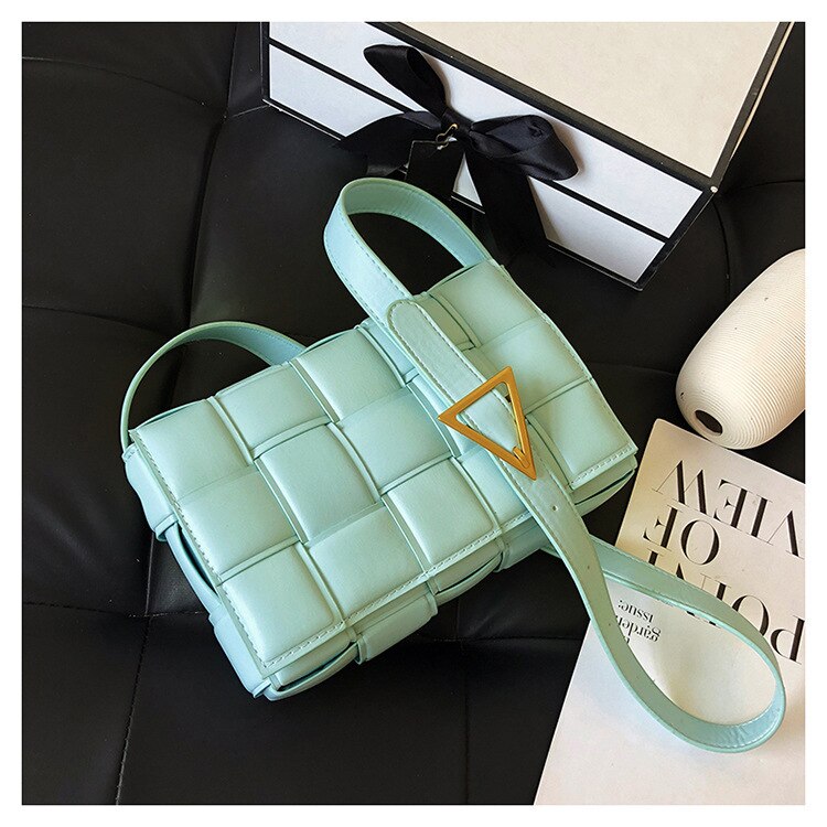 Mujer textura bolso Casual estilo bolso de mujer Popular de nueva salvaje tejido mensajero bolsa de Bolsa De Almohada cuadrada pequeña bolsa: Verde claro